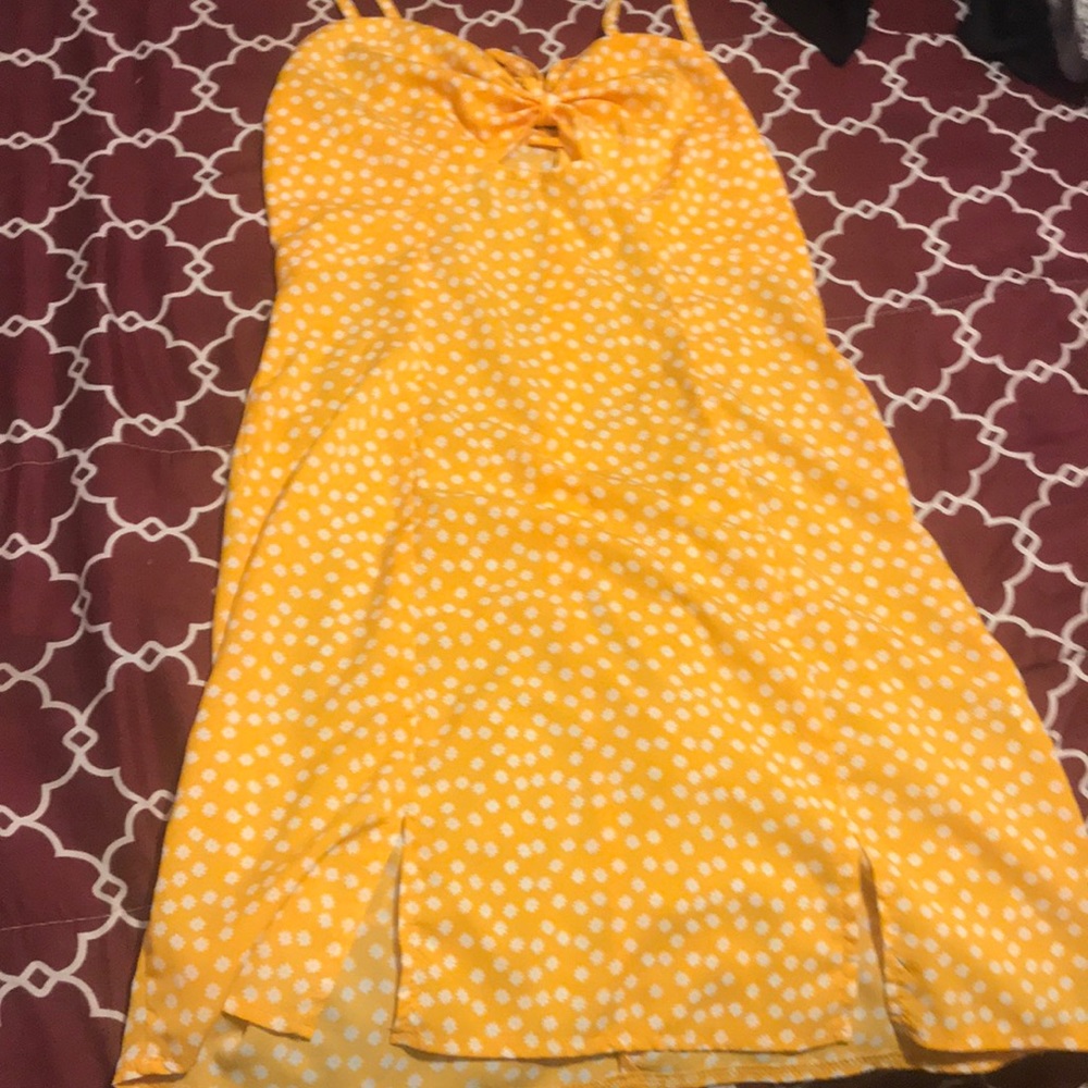 Yellow sunflower polka dot dress